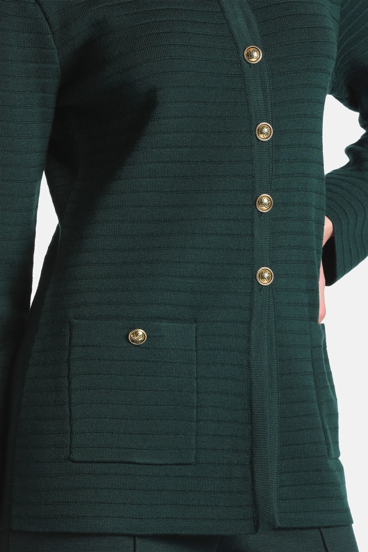 Luisa Spagnoli Verde Bottiglia Women Merina - Cardigan with Heraldic Buttons SKU: MERINA_2050 Image 05