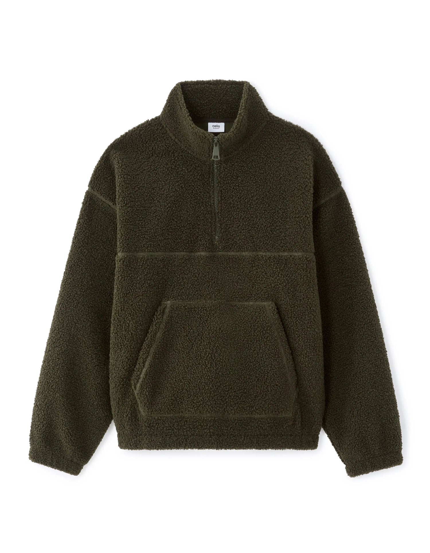 Celio_Green_Oversized Fleece Sweatshirt - Khaki_MESHERP_DEEP KAKI_01