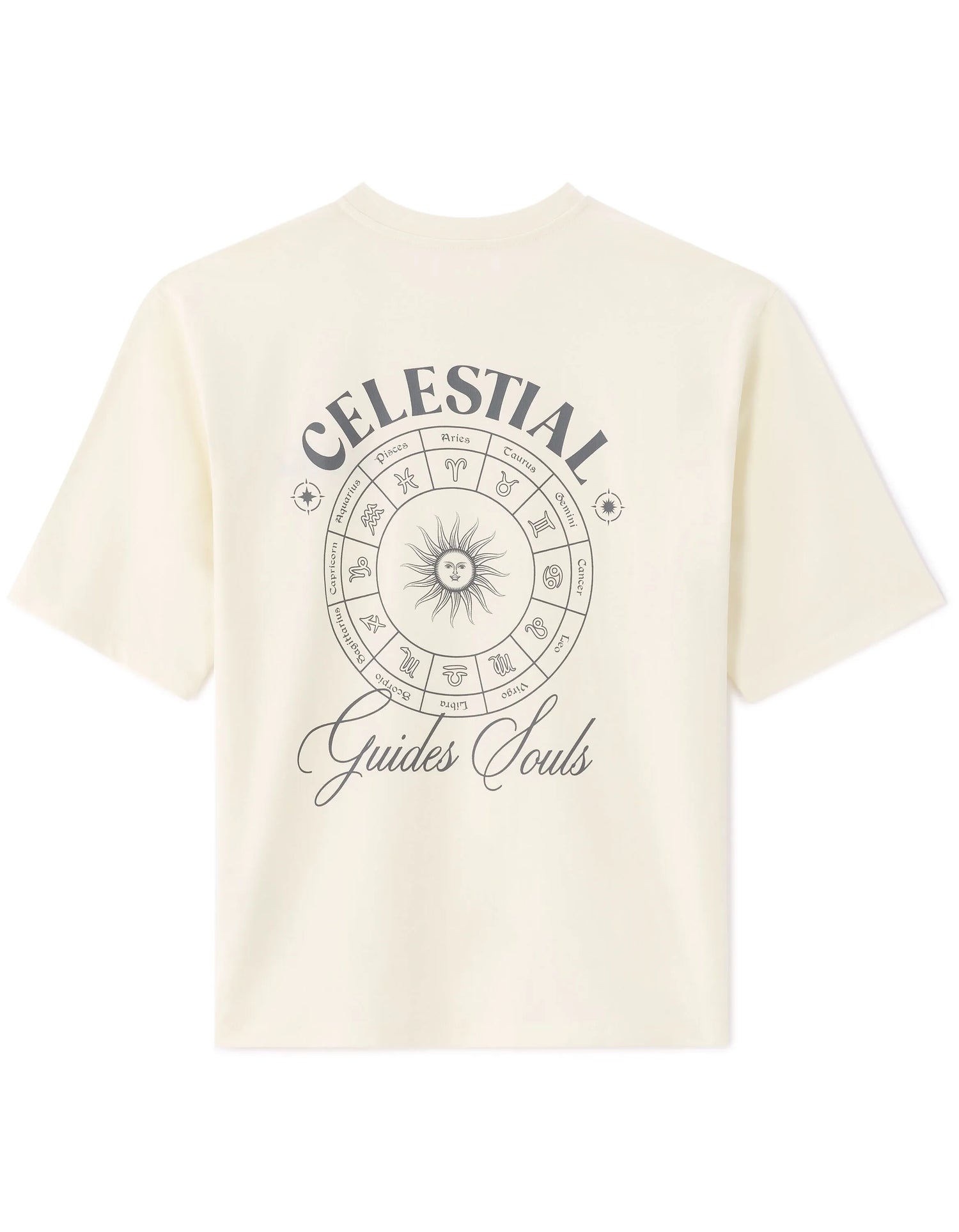 Celio_Ecru_Oversized Round Neck T-Shirt 100% Cotton Astro Print_MESOLEIL_ECRU_04