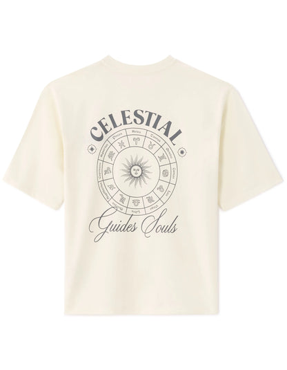 Celio_Ecru_Oversized Round Neck T-Shirt 100% Cotton Astro Print_MESOLEIL_ECRU_04