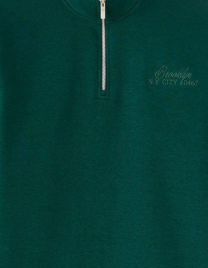 Celio_Vert Fonce 02_Regular Sweatshirt with Embroidered Trucker Collar_METONE_VERT FONCE 02_05