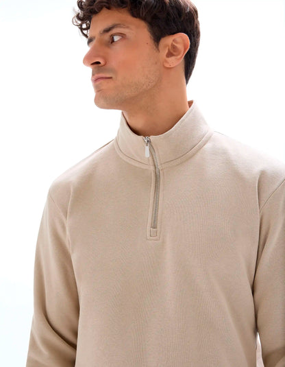 Celio_Beige Humus_Regular Plain Trucker Neck Sweatshirt_METREUK_BEIGE HUMUS_04
