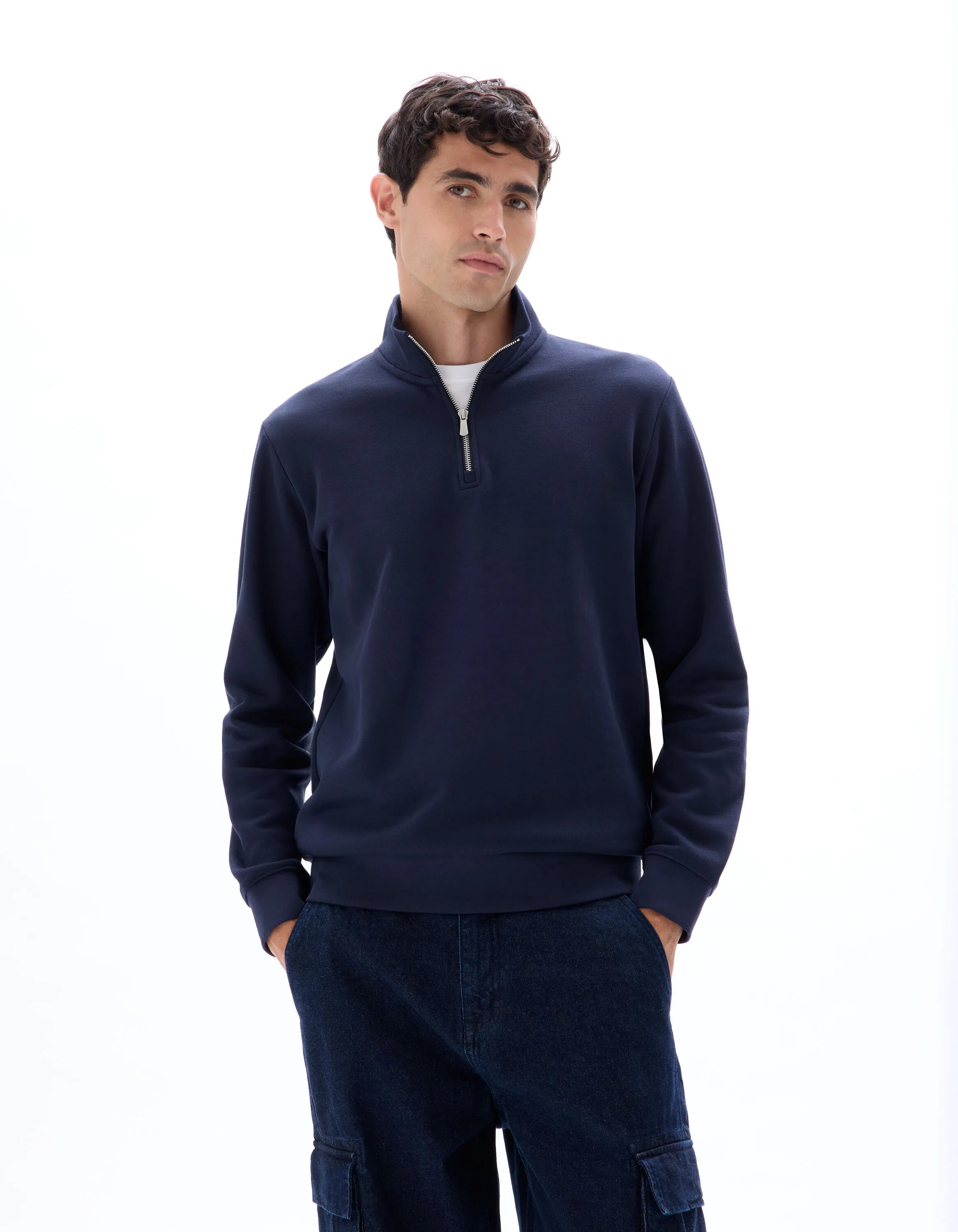 Celio_Navy_Regular Crew Neck Sweatshirt_METREUK_NAVY_02