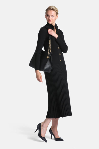Luisa Spagnoli Nero Women Met Pleated Midi Dress SKU: MET_0101 Image 01