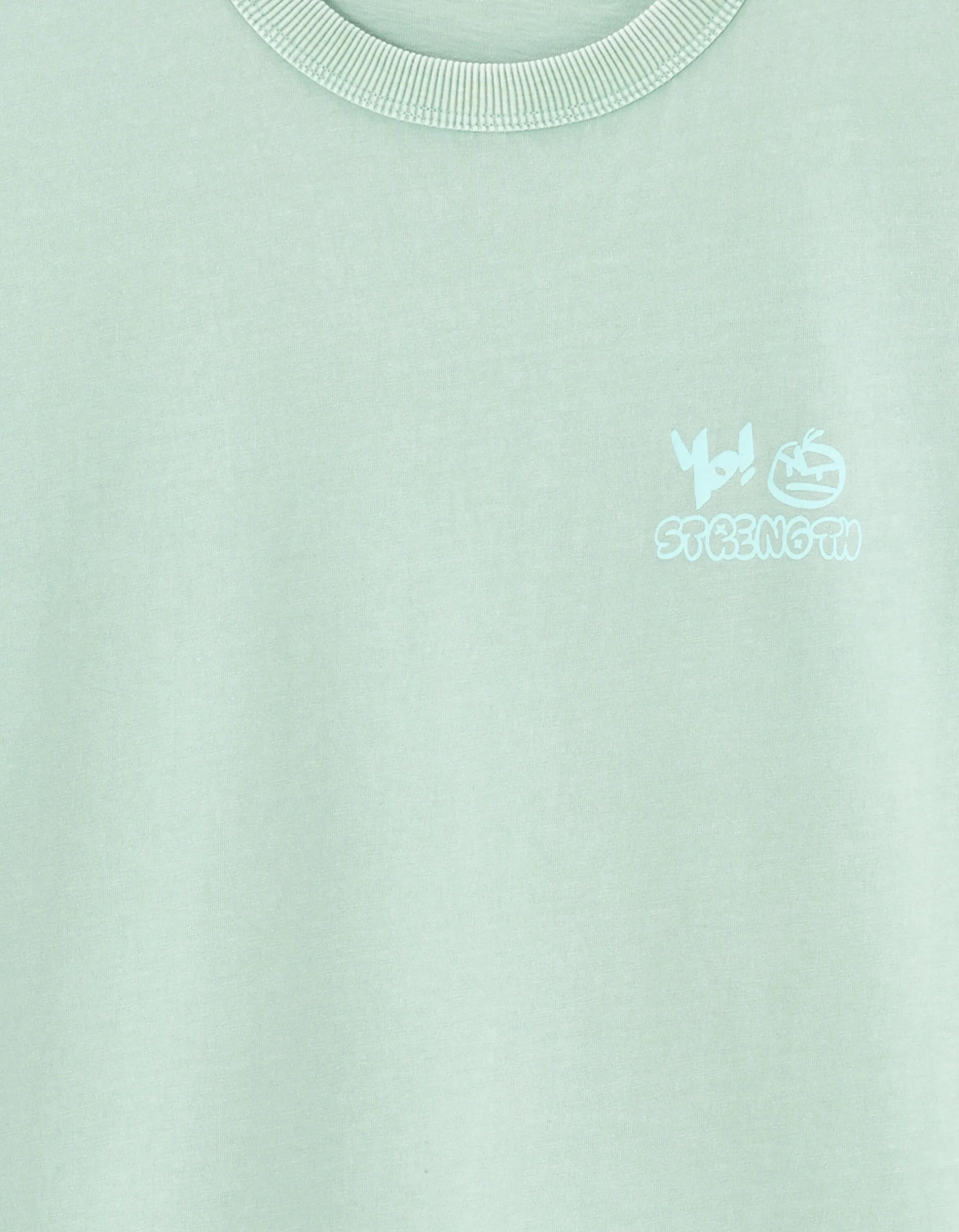 Celio_Mint_Oversized Crew Neck T-Shirt in 100% Cotton with Print_MEVACAY_MINT_05