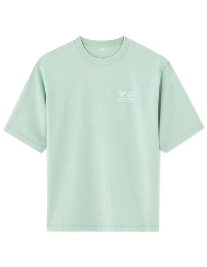 Celio_Mint_Oversized Crew Neck T-Shirt in 100% Cotton with Print_MEVACAY_MINT_07