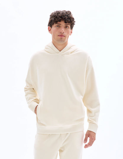 Celio_Ecru_Oversized Velour Hoodie_MEVELVET_ECRU_01