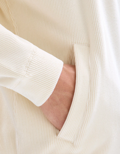 Celio_Ecru_Oversized Velour Hoodie_MEVELVET_ECRU_04