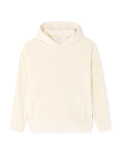Celio_Ecru_Oversized Velour Hoodie_MEVELVET_ECRU_05
