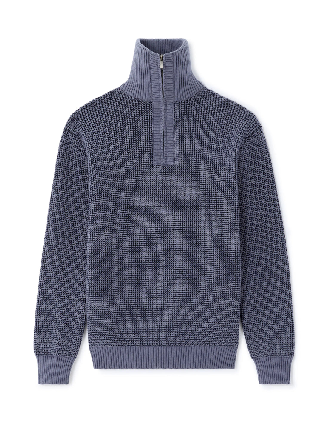 Celio_Blue_Relaxed Cotton Blend Waffle Crew Neck Sweater - Charcoal_MEWAFFTLE_DARK STORM_01