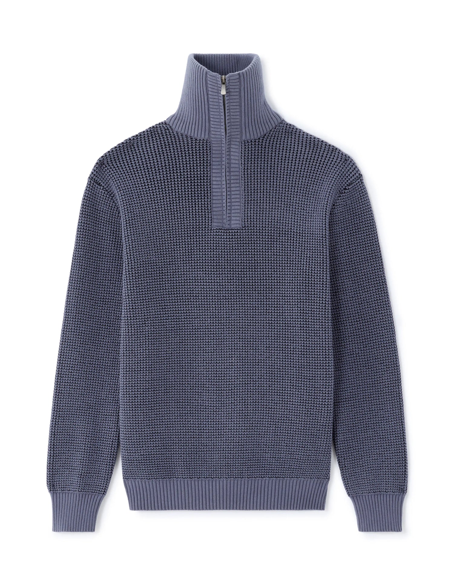 Celio_Blue_Relaxed Cotton Blend Waffle Crew Neck Sweater - Charcoal_MEWAFFTLE_DARK STORM_01