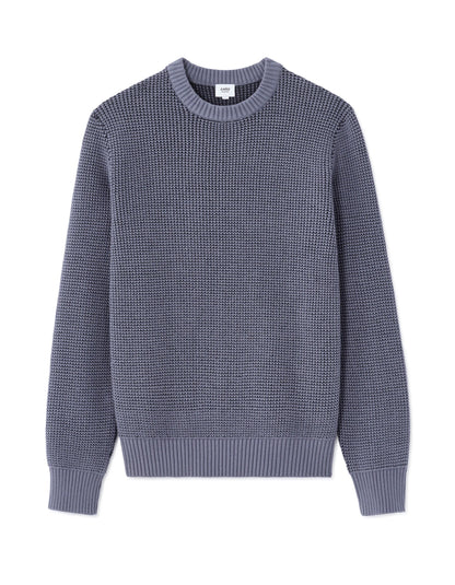 Celio_Blue_Regular Crew Neck Waffle Sweater in Cotton Blend - Anthracite_MEWAFFY_DARK STORM_05