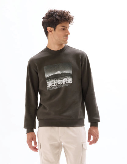 Celio_Carbone_Regular Crew Neck Sweatshirt with Asian Print_MEWIND_CARBONE_02