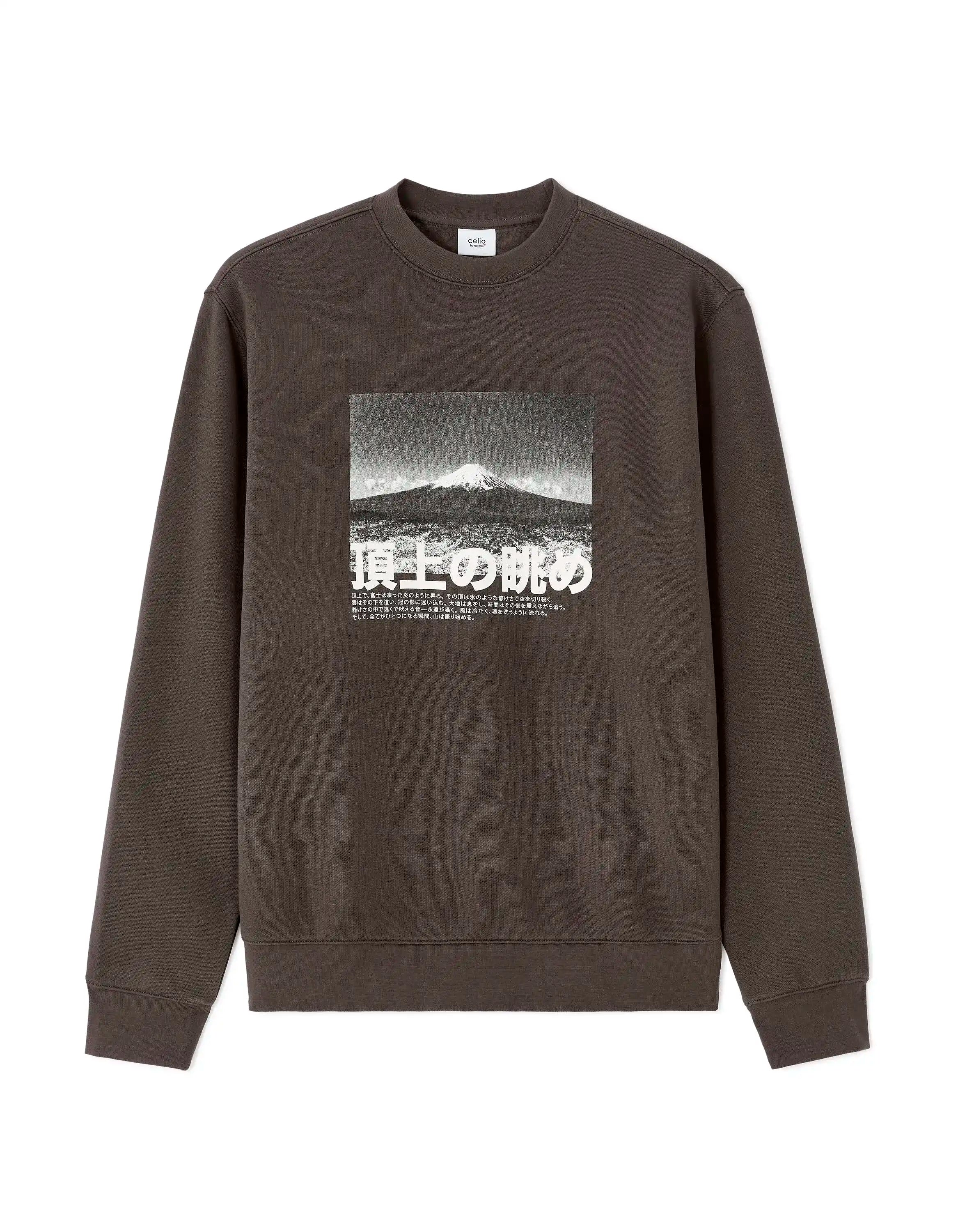 Celio_Carbone_Regular Crew Neck Sweatshirt with Asian Print_MEWIND_CARBONE_07