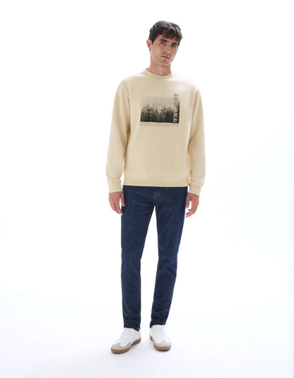 Celio_Creme_Regular Crew Neck Sweatshirt with Asian Print_MEWIND_CREME_01