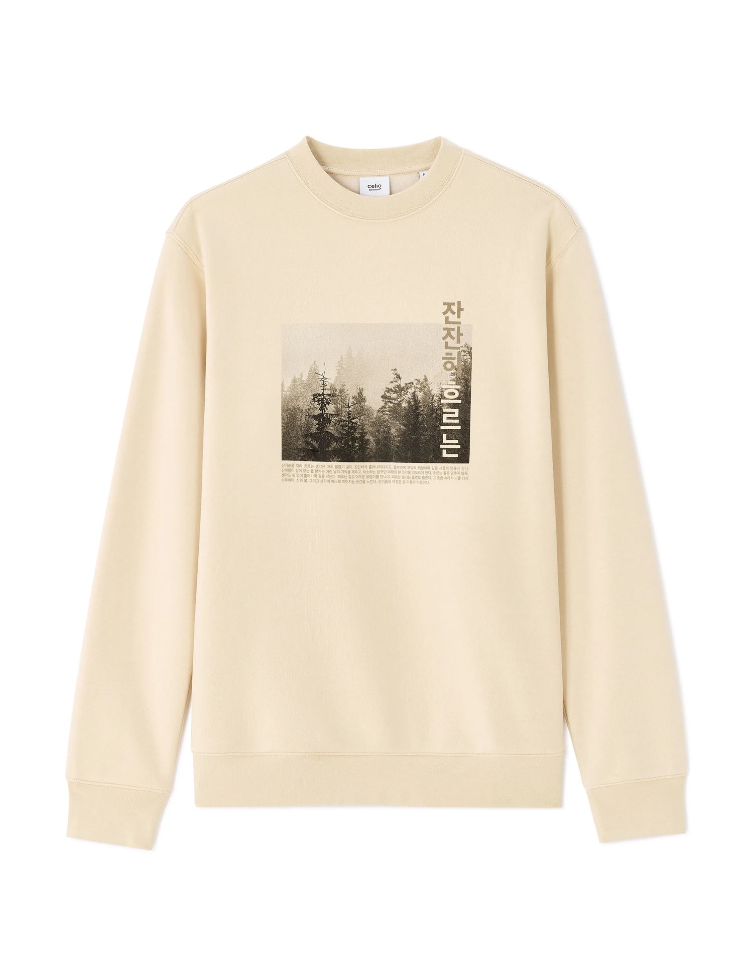 Celio_Creme_Regular Crew Neck Sweatshirt with Asian Print_MEWIND_CREME_07