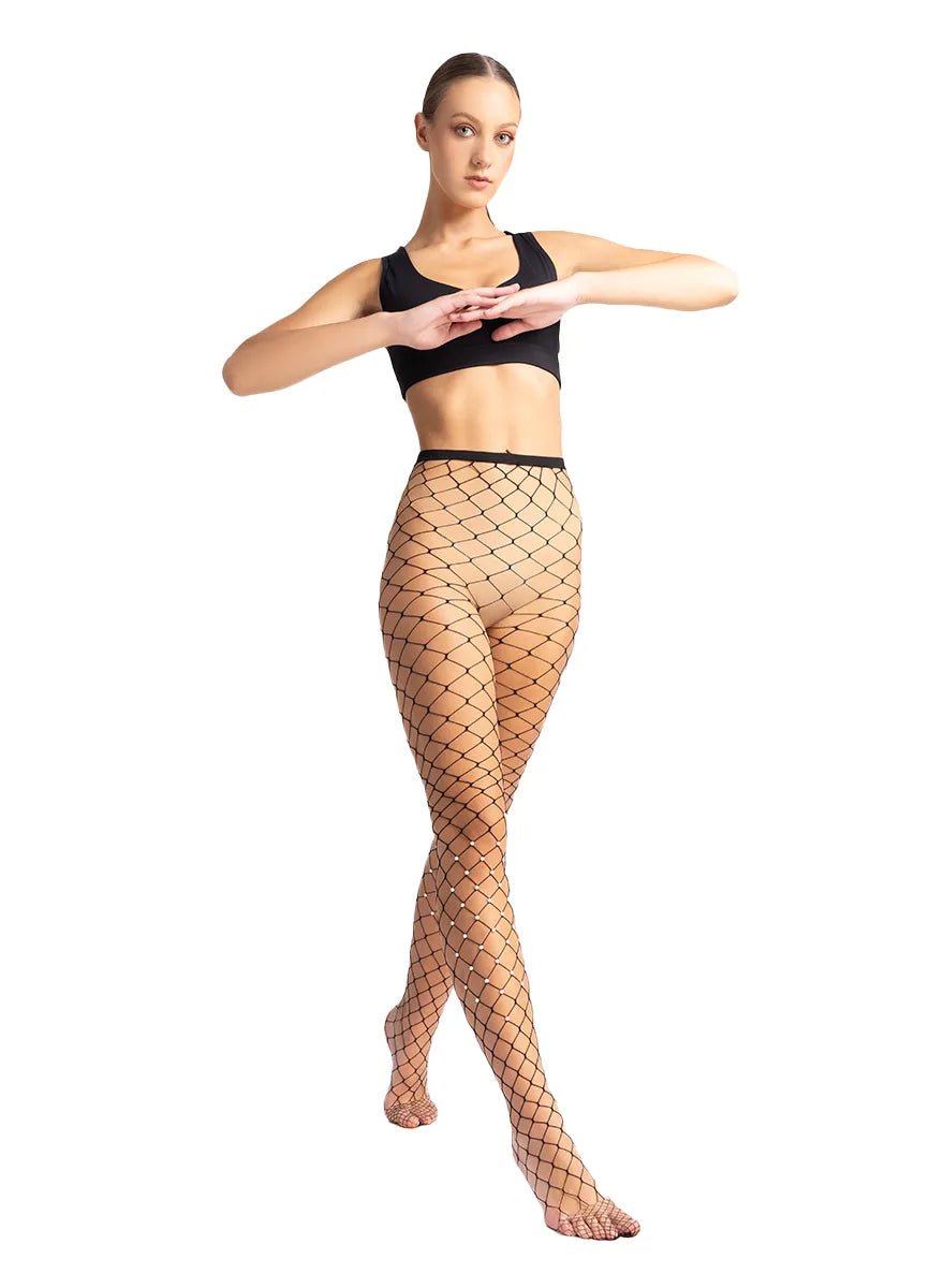 Marie France Noir/Blanc Women Emotionelle Retro Pearl Embellished Tights SKU: MF010356_Noir Blanc Image 05