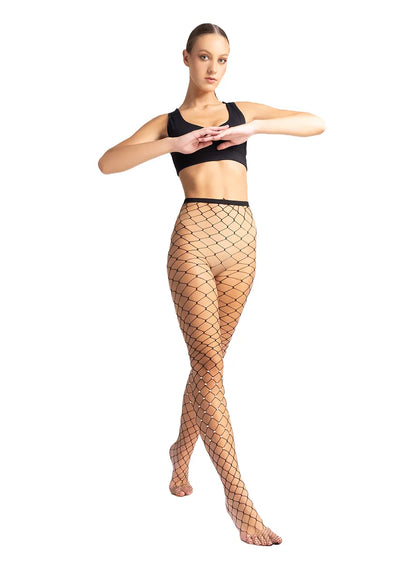 Marie France Noir/Blanc Women Emotionelle Retro Pearl Embellished Tights SKU: MF010356_Noir Blanc Image 05