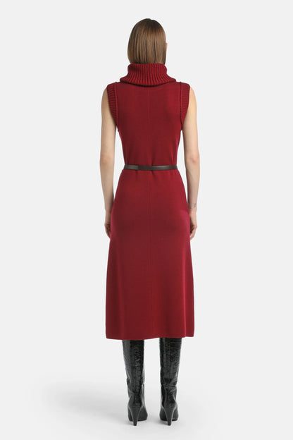Luisa Spagnoli_Burgundy_Mirina - Midi Dress With Built-In Belt_MIRINA_2405_03