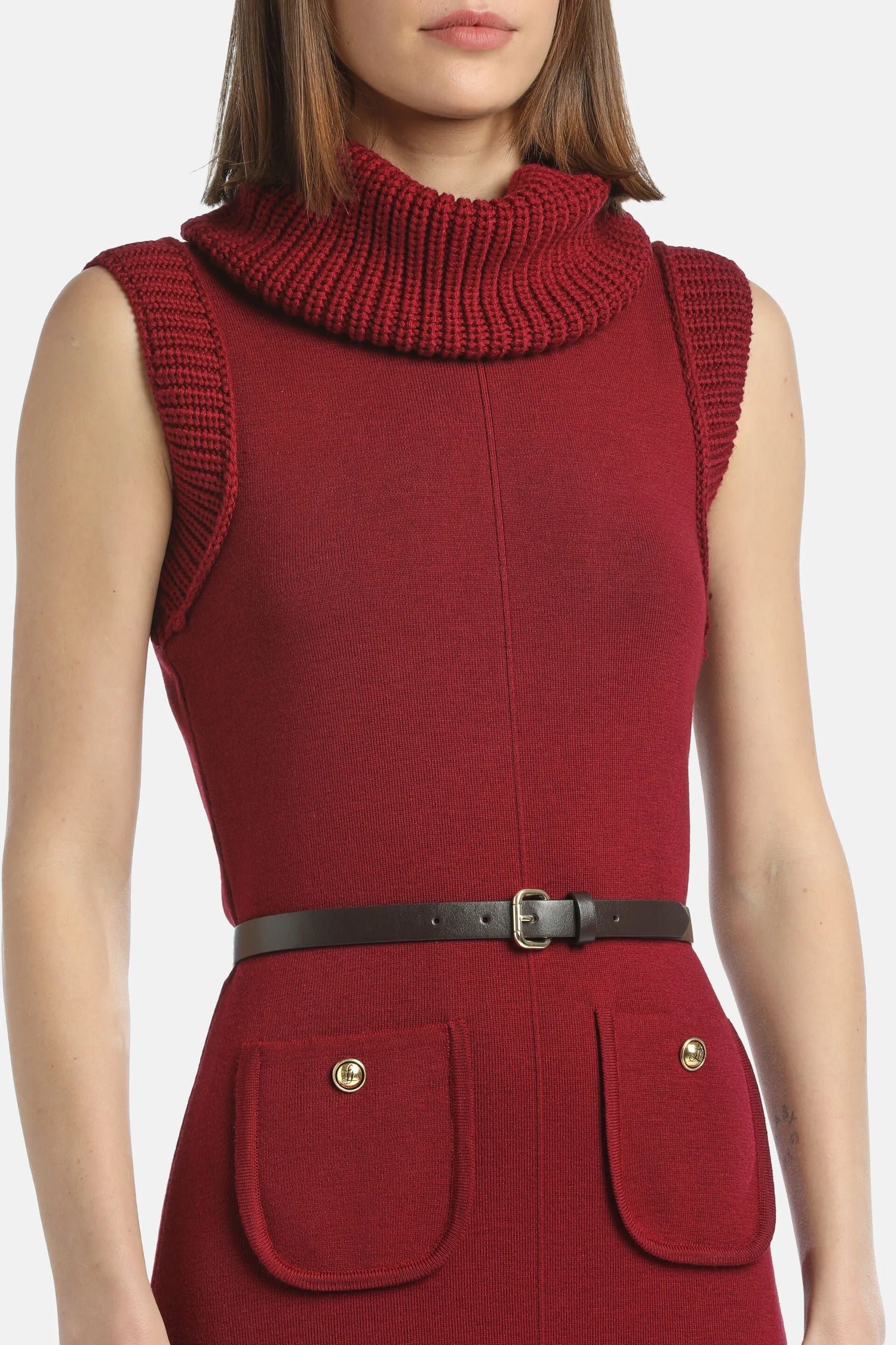 Luisa Spagnoli_Burgundy_Mirina - Midi Dress With Built-In Belt_MIRINA_2405_04
