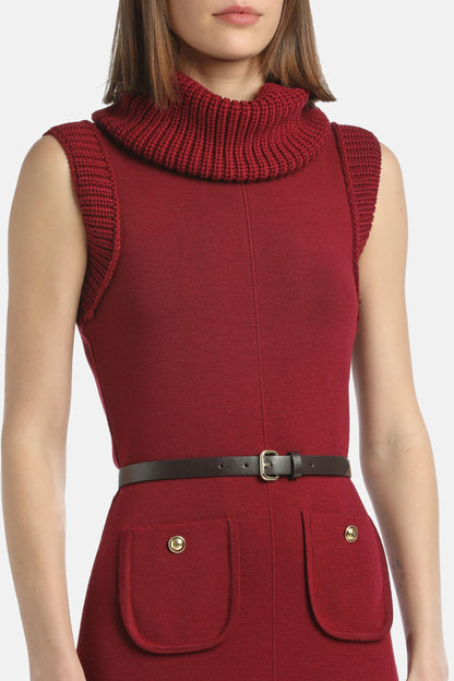 Luisa Spagnoli_Burgundy_Mirina - Midi Dress With Built-In Belt_MIRINA_2405_04