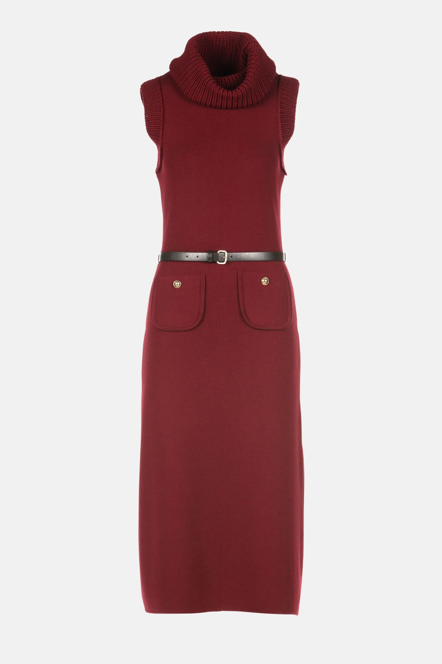 Luisa Spagnoli_Burgundy_Mirina - Midi Dress With Built-In Belt_MIRINA_2405_06