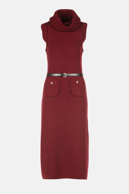 Luisa Spagnoli_Burgundy_Mirina - Midi Dress With Built-In Belt_MIRINA_2405_06