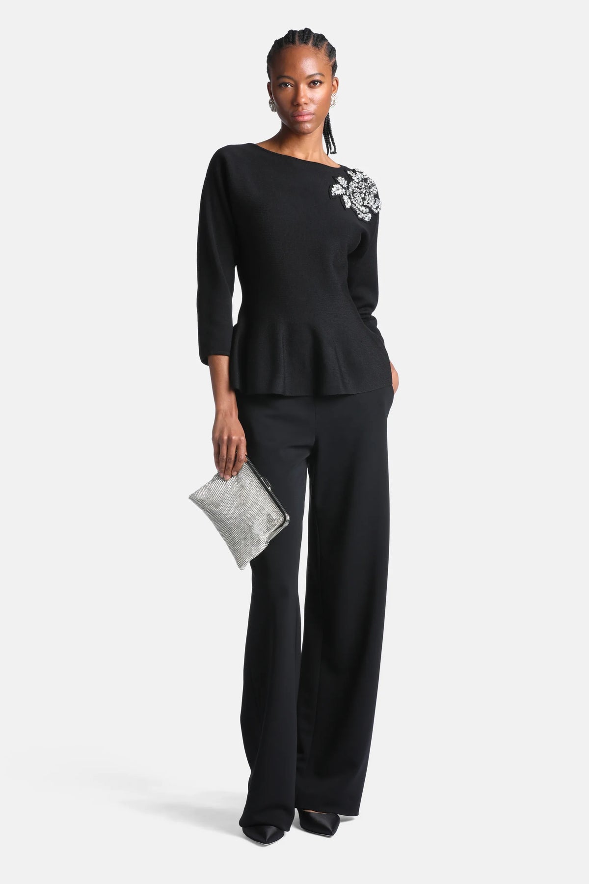 Luisa Spagnoli Nero Women Misterioso Embroidered Wool Sweater SKU: MISTERIOSO_0101 Image 05