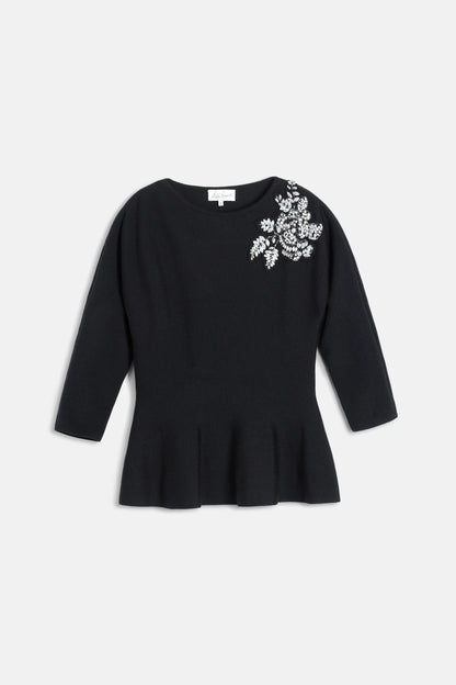 Luisa Spagnoli Nero Women Misterioso Embroidered Wool Sweater SKU: MISTERIOSO_0101 Image 06