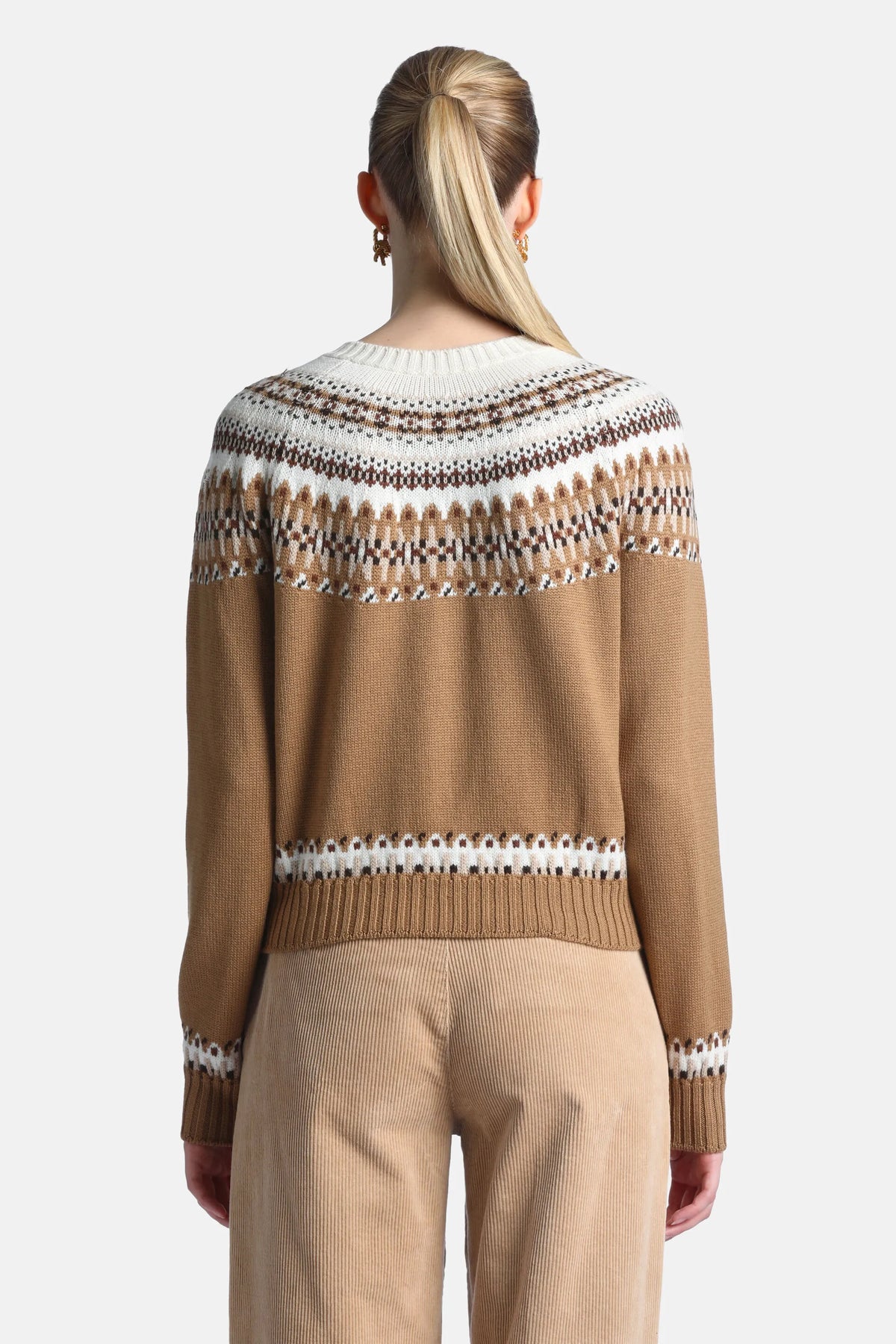Luisa Spagnoli Var Cammello Women Mity - Fair Isle-Inspired Cardigan SKU: MITY_3374 Image 04