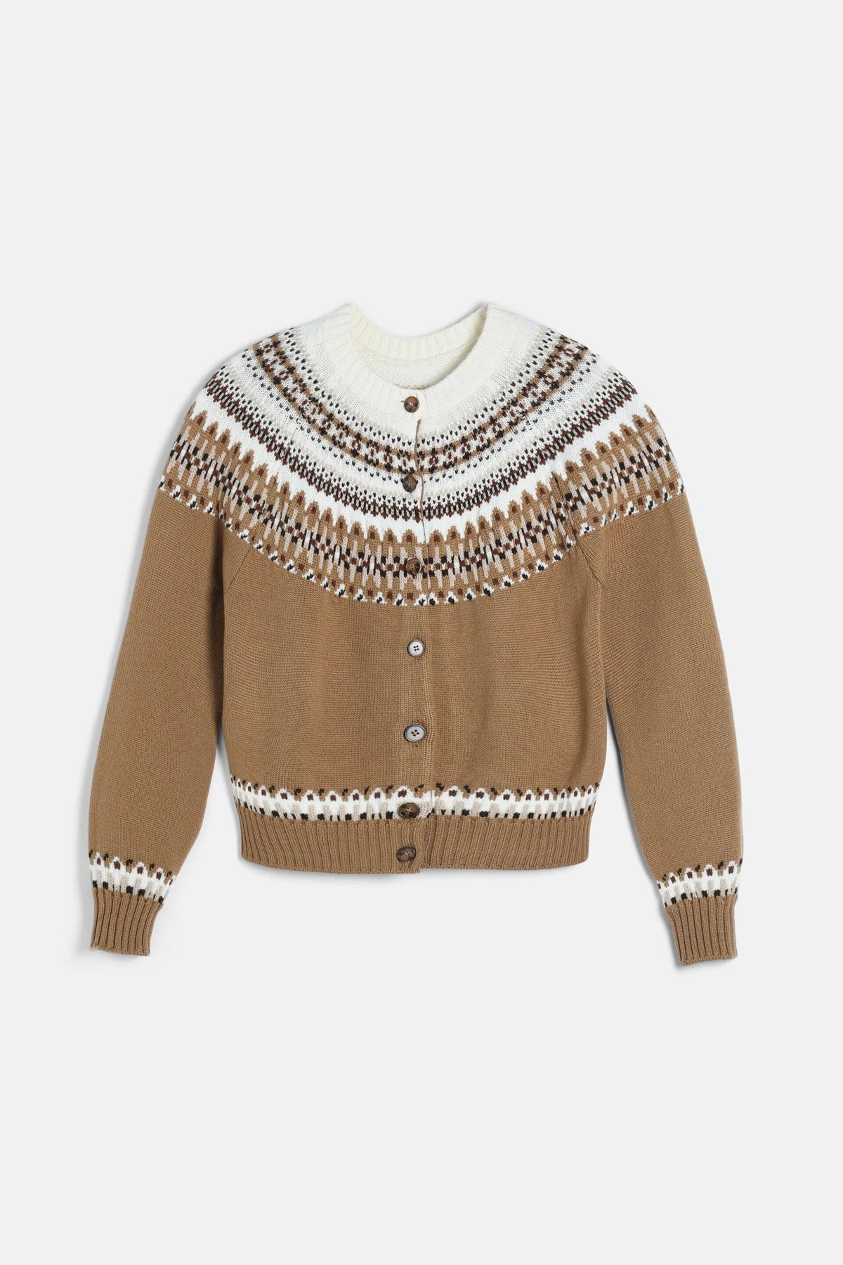 Luisa Spagnoli Var Cammello Women Mity - Fair Isle-Inspired Cardigan SKU: MITY_3374 Image 08