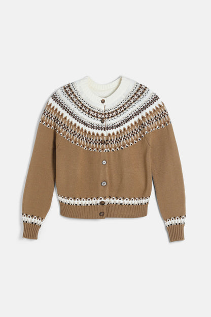 Luisa Spagnoli Var Cammello Women Mity - Fair Isle-Inspired Cardigan SKU: MITY_3374 Image 08