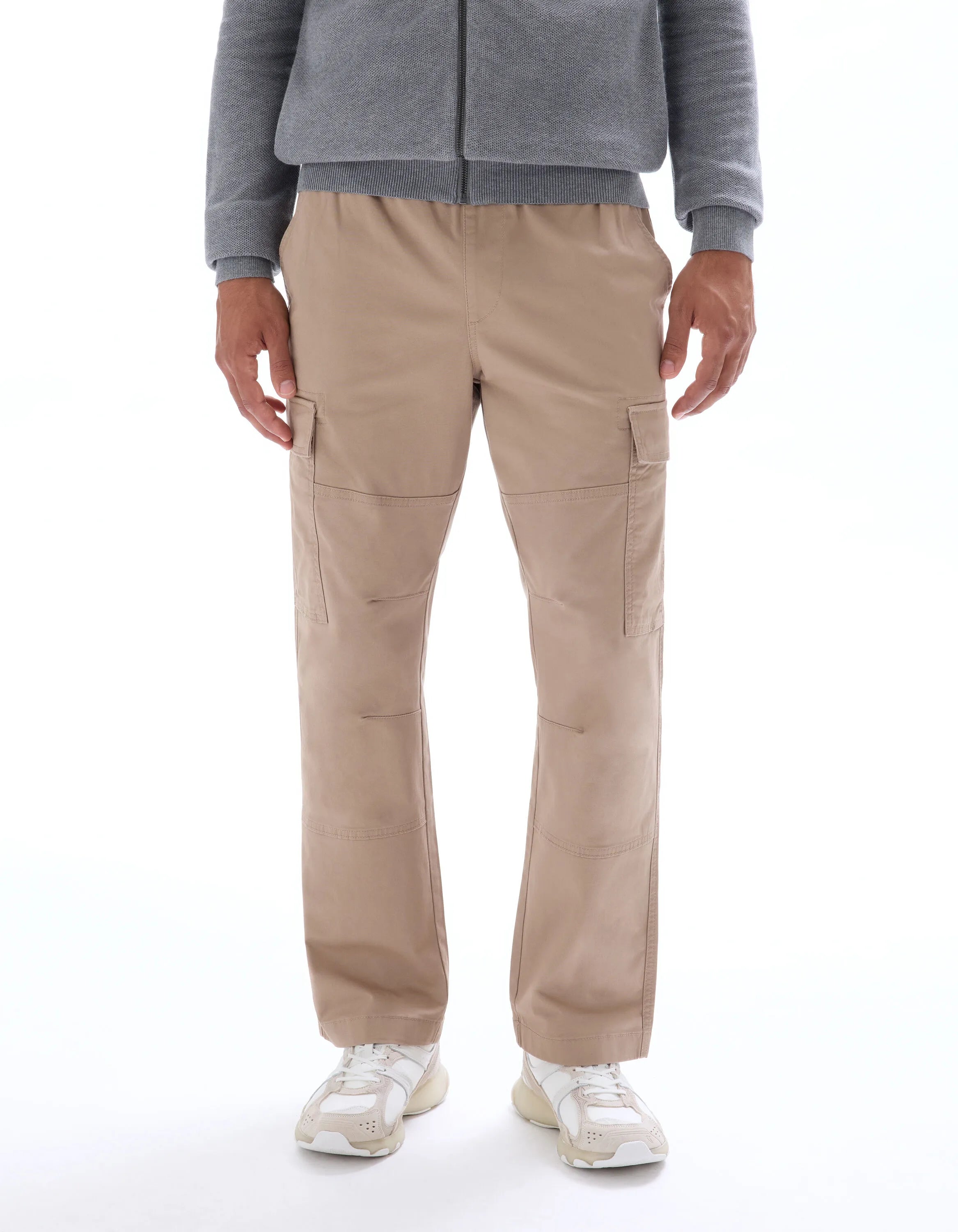 Celio_Beige Clair_Stretch Cotton Straight Cargo Pants_MOCADROI_BEIGE CLAIR_02