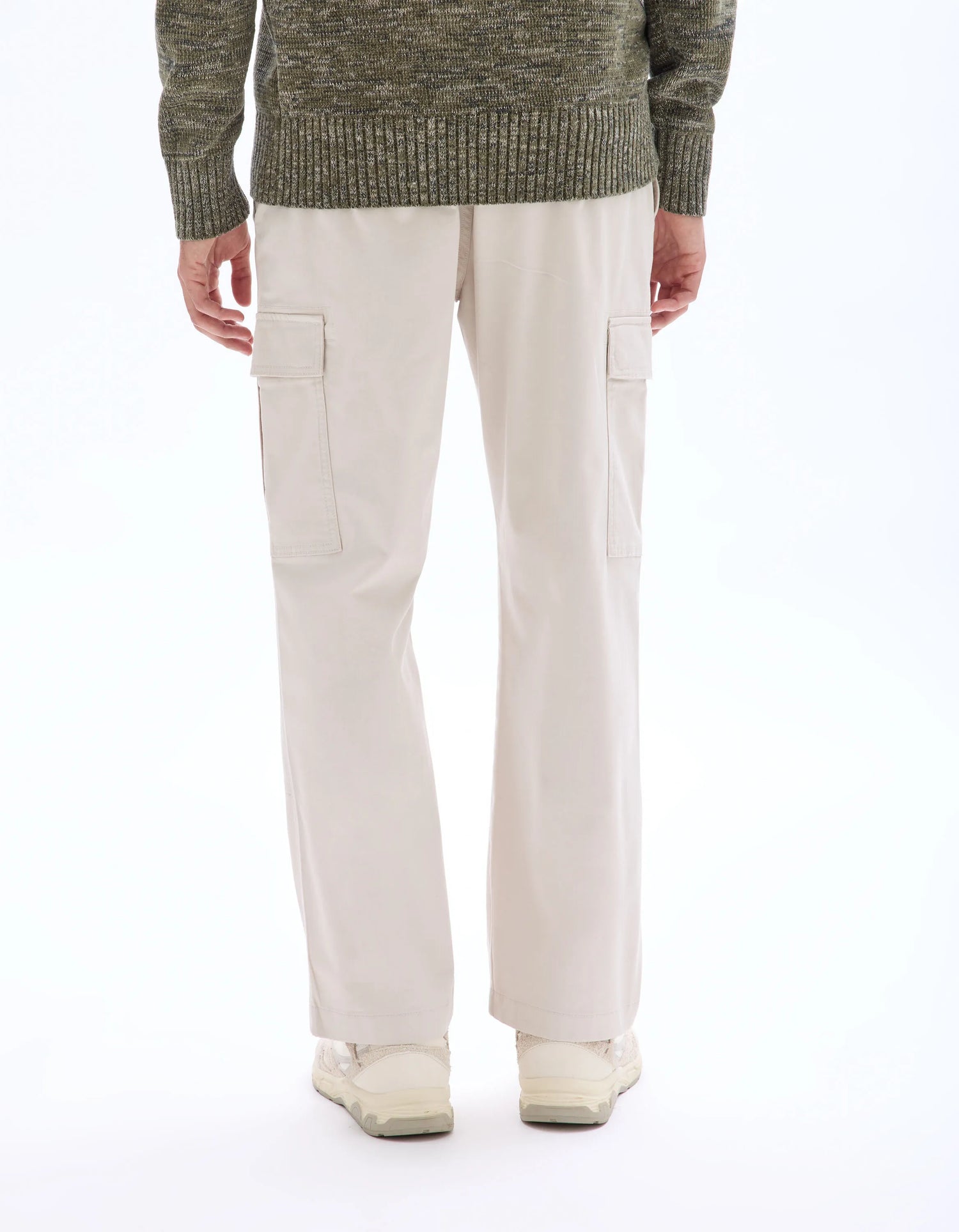 Celio_Ecru_Straight Stretch Cotton Cargo Pants_MOCADROI_ECRU_02