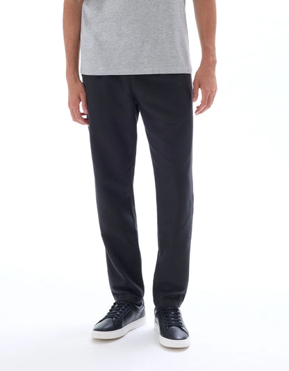 Celio_Black_100% Cotton Canvas Textured Slim Pants_MOCANVAS_BLACK_02