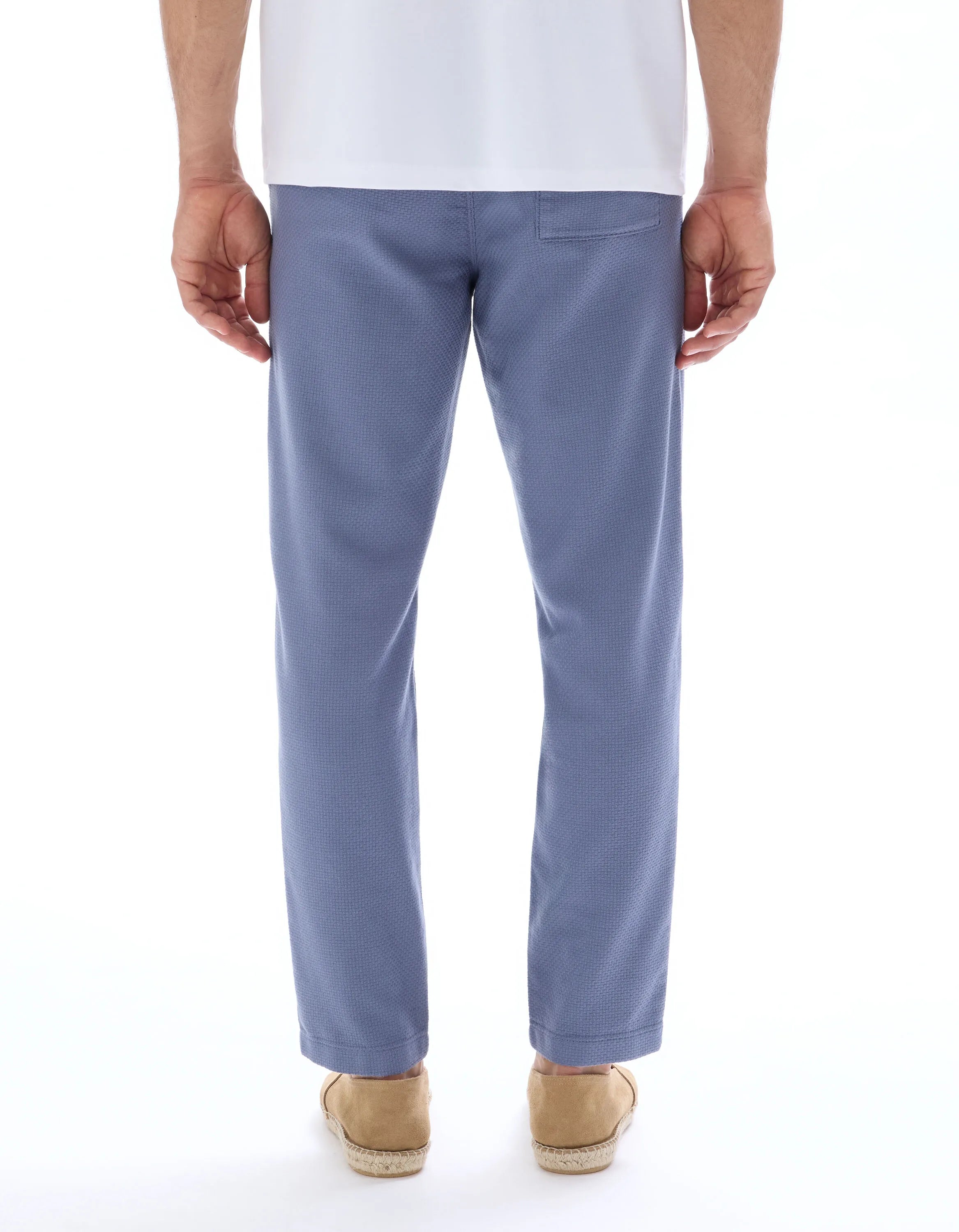 Celio_Bleu Moyen_100% Cotton Canvas Textured Slim Pants_MOCANVAS_BLEU MOYEN_03