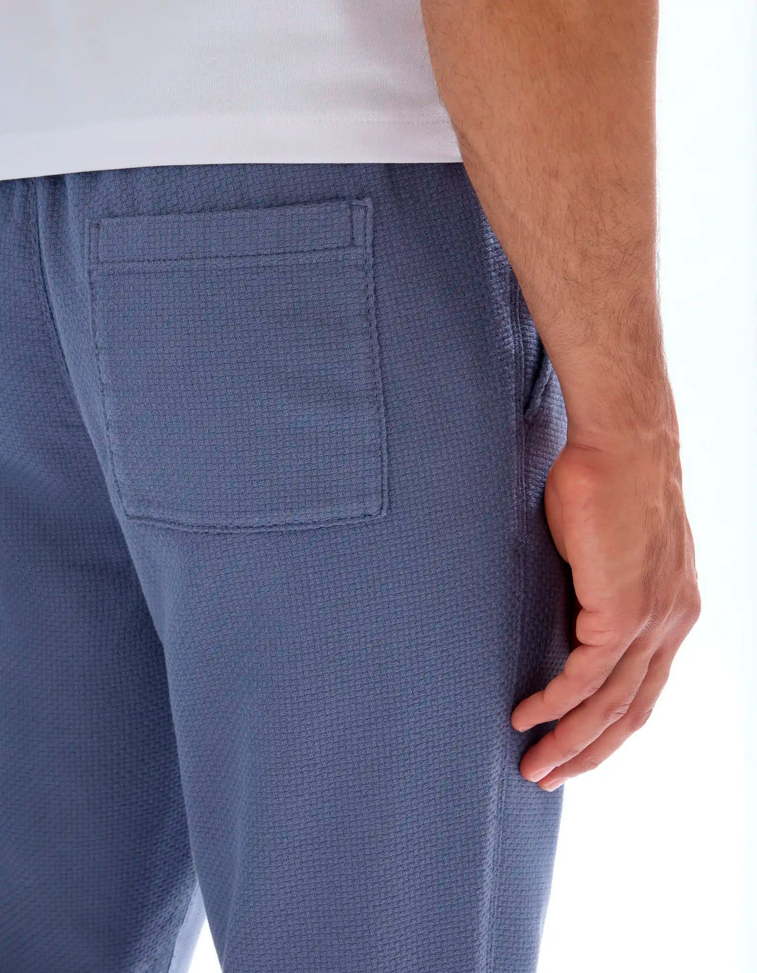 Celio_Bleu Moyen_100% Cotton Canvas Textured Slim Pants_MOCANVAS_BLEU MOYEN_05