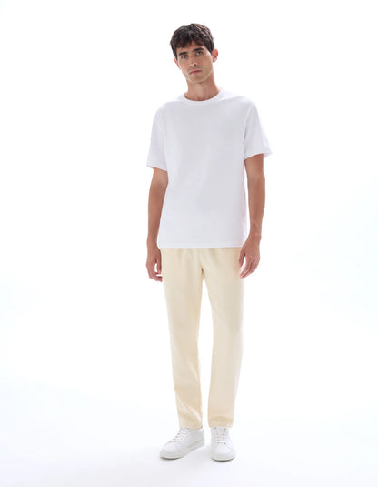 Celio_Ecru_100% Cotton Canvas Textured Slim Pants_MOCANVAS_ECRU_01