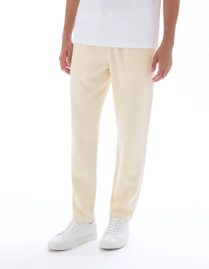 Celio_Ecru_100% Cotton Canvas Textured Slim Pants_MOCANVAS_ECRU_02