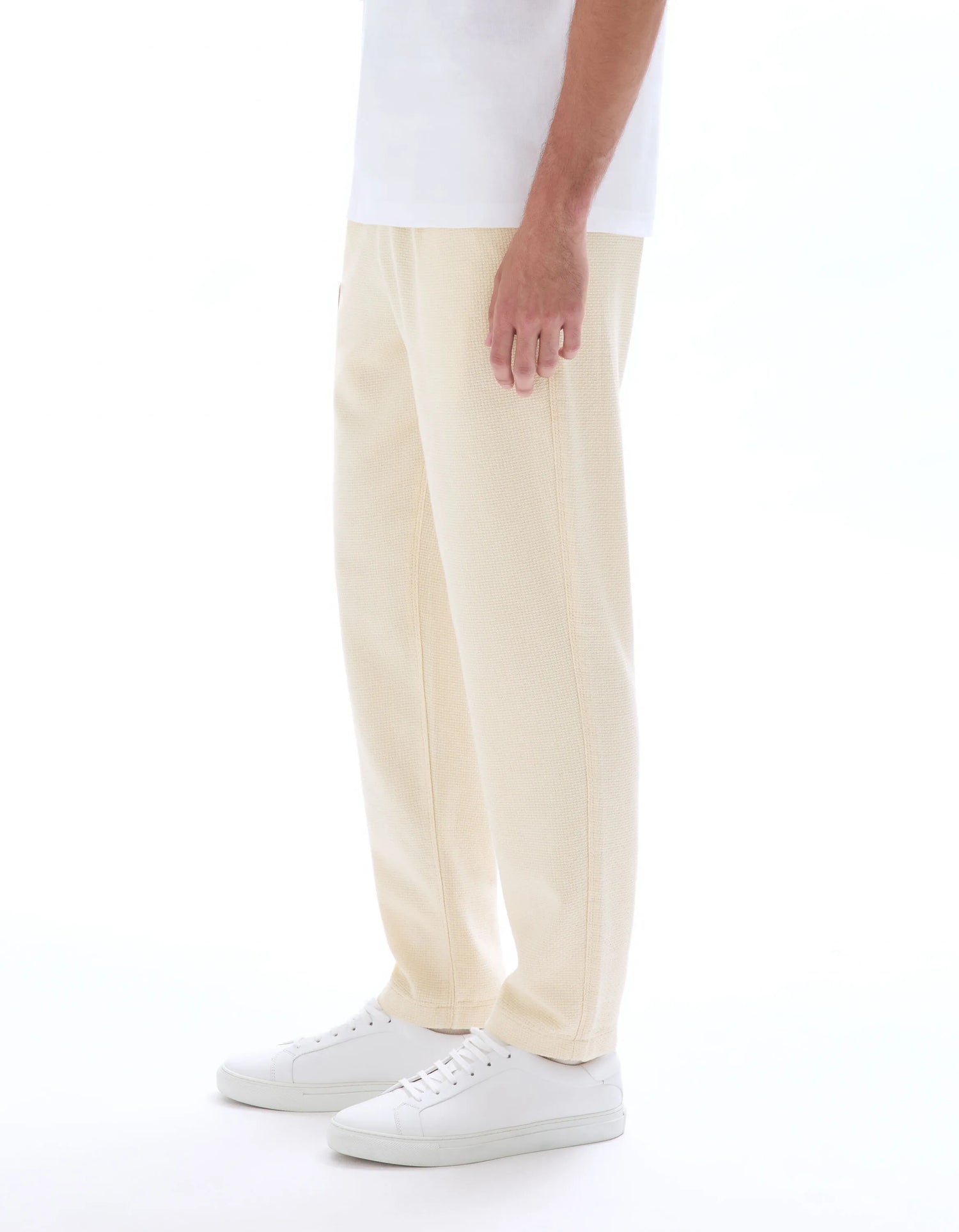 Celio_Ecru_100% Cotton Canvas Textured Slim Pants_MOCANVAS_ECRU_04
