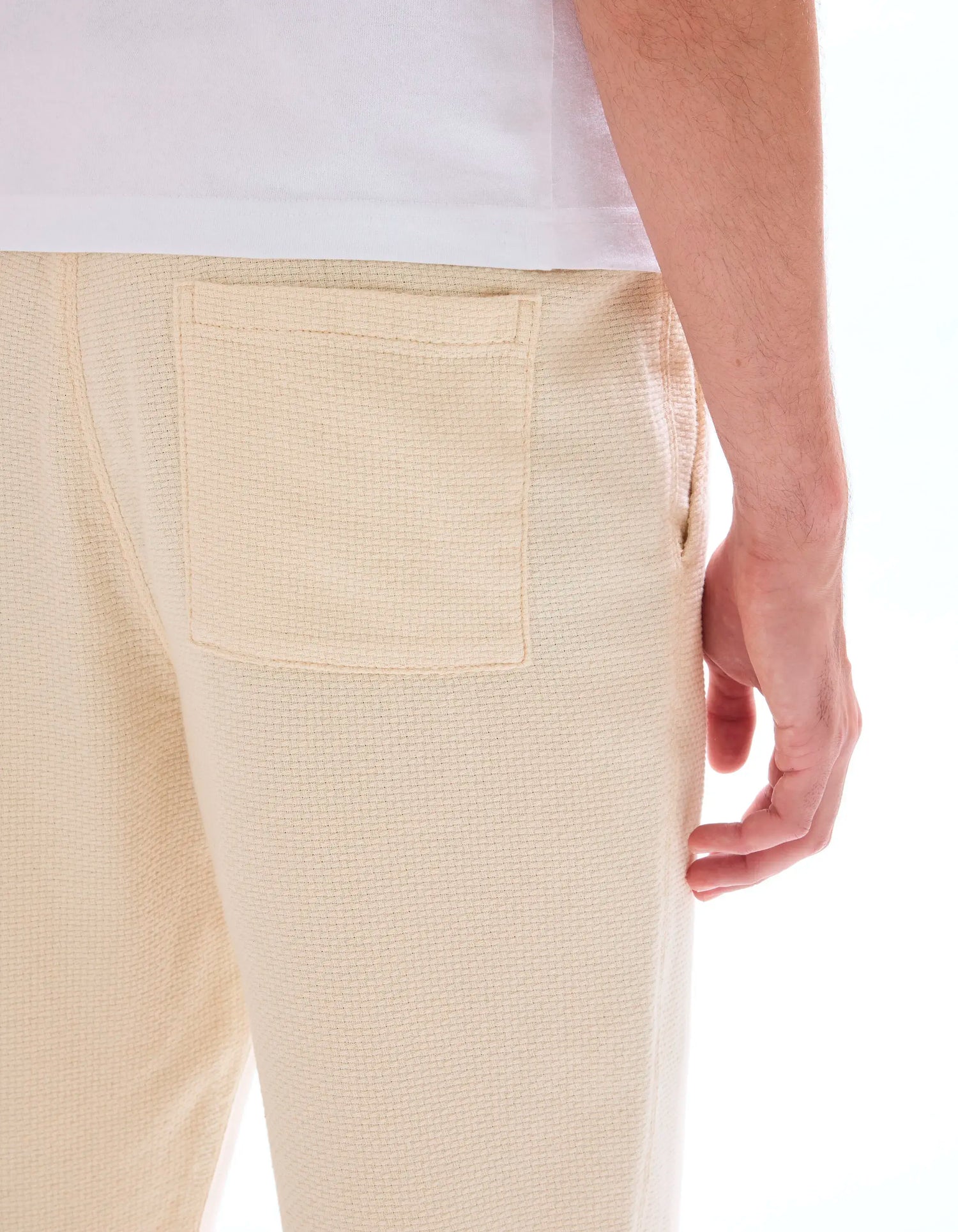 Celio_Ecru_100% Cotton Canvas Textured Slim Pants_MOCANVAS_ECRU_05