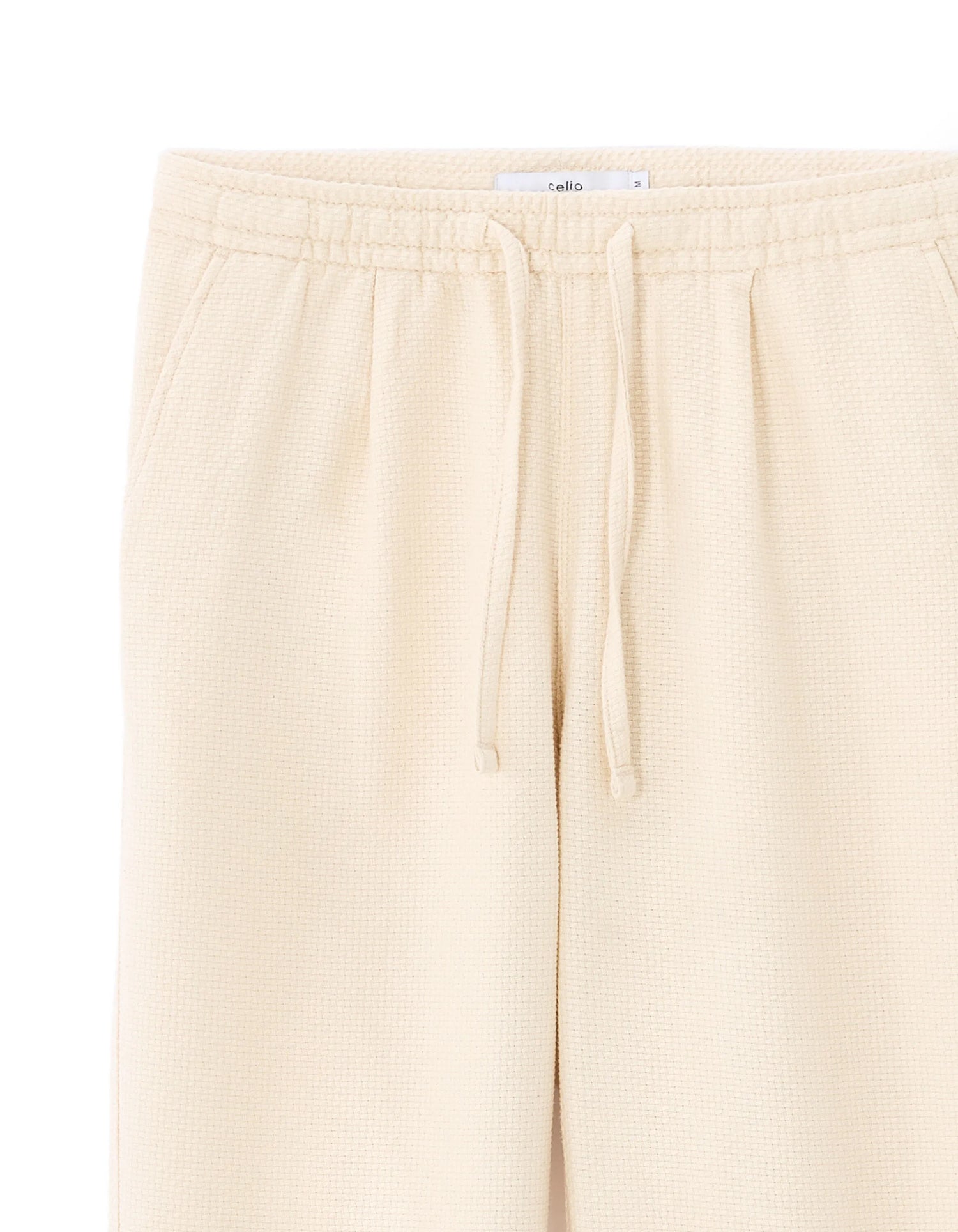 Celio_Ecru_100% Cotton Canvas Textured Slim Pants_MOCANVAS_ECRU_06