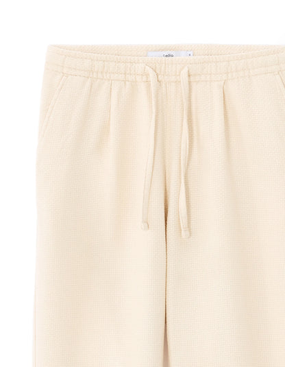 Celio_Ecru_100% Cotton Canvas Textured Slim Pants_MOCANVAS_ECRU_06