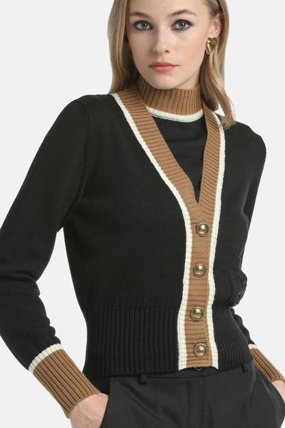 Luisa Spagnoli_Nero/Biscotto/Panna_Monoposto - Embroidered Cardigan_MONOPOSTO_0101 2246 0202_03