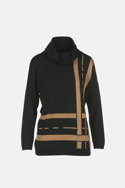 Luisa Spagnoli_Nero/Biscotto_Motel - Jacquard Turtleneck_MOTEL_0101 2246_05