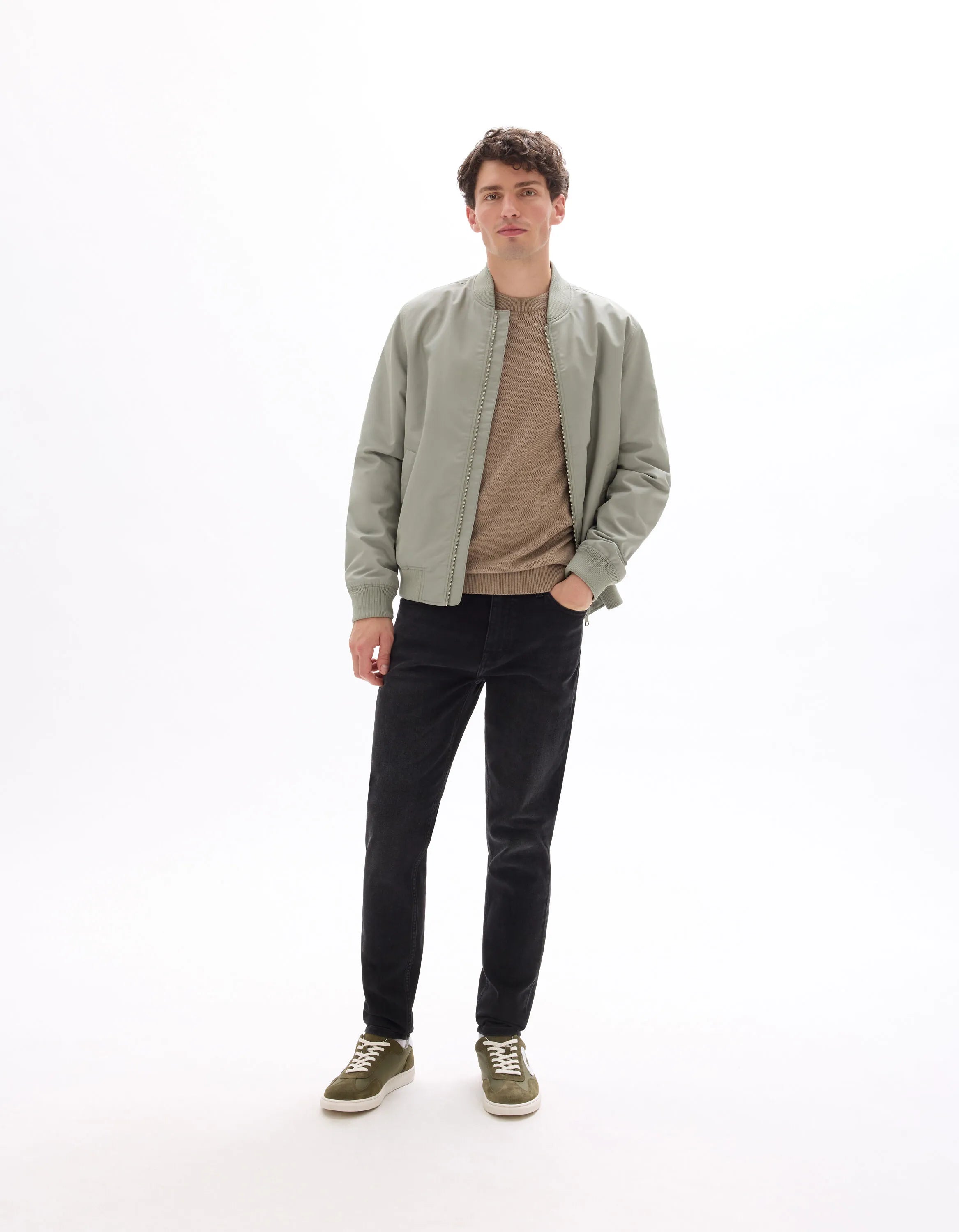 Celio_Light Khaki 01_Lightweight Bomber Jacket_MUBLUZ_LIGHT KHAKI 01_01