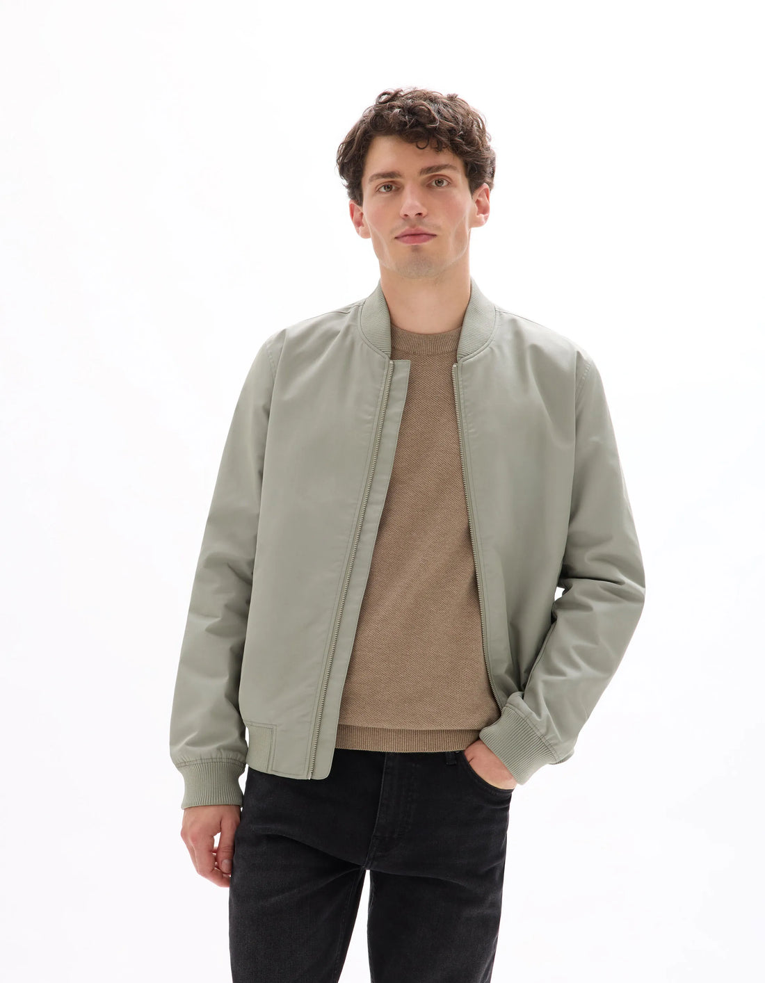 Celio_Light Khaki 01_Lightweight Bomber Jacket_MUBLUZ_LIGHT KHAKI 01_02