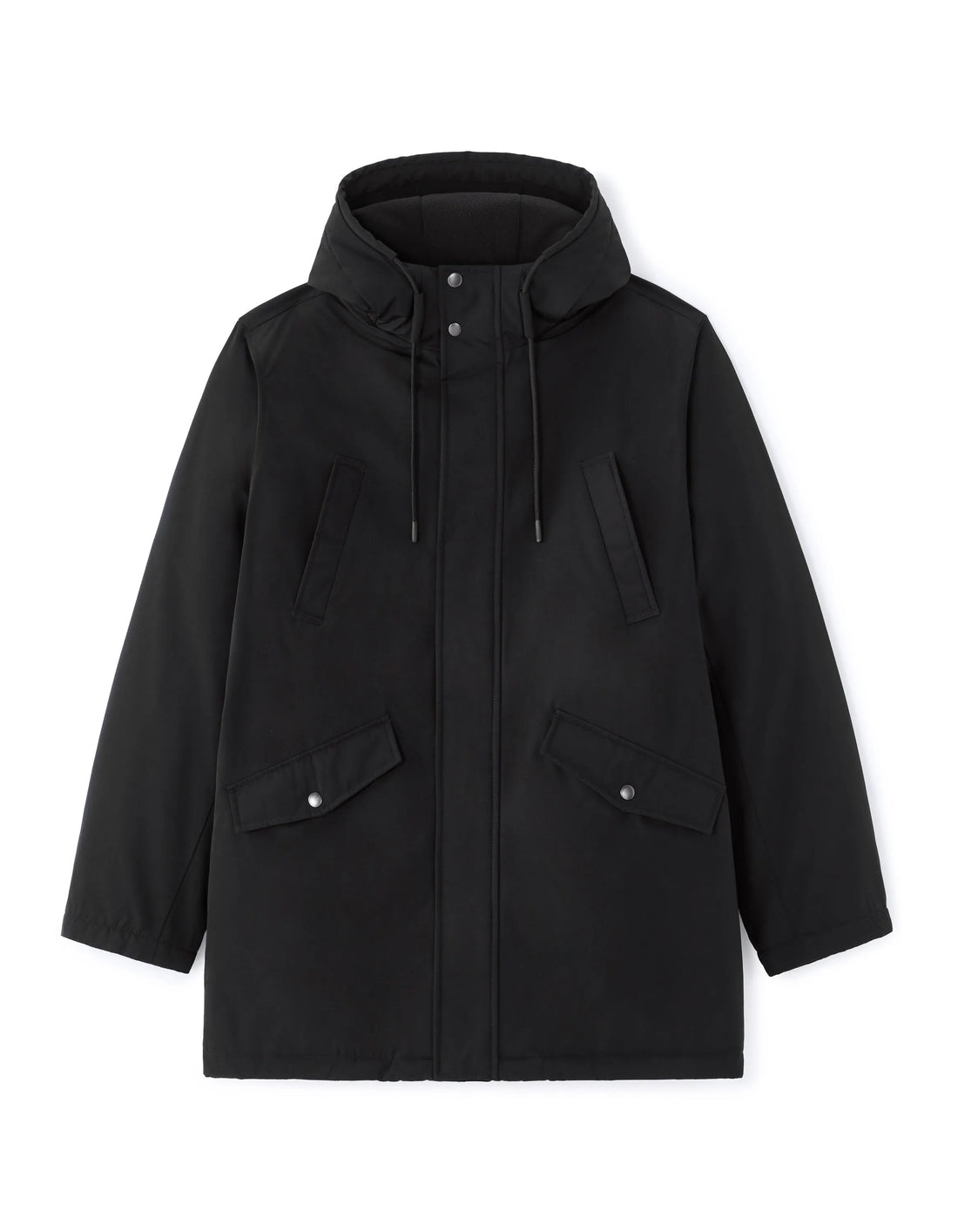 Celio_Black_Water-Repellent Hooded Parka - Black_MUGRID_BLACK_01