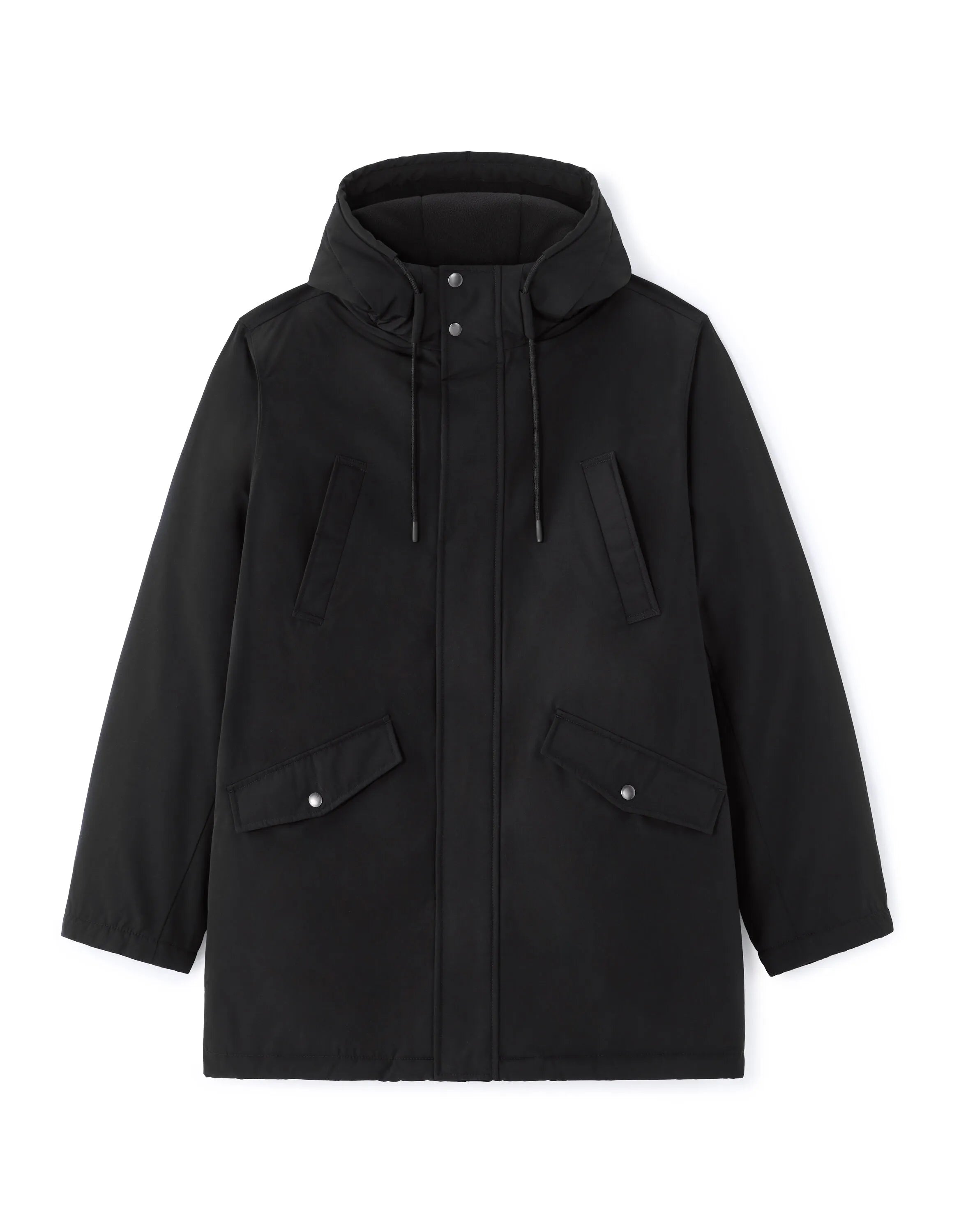 Celio_Black_Water-Repellent Hooded Parka - Black_MUGRID_BLACK_01
