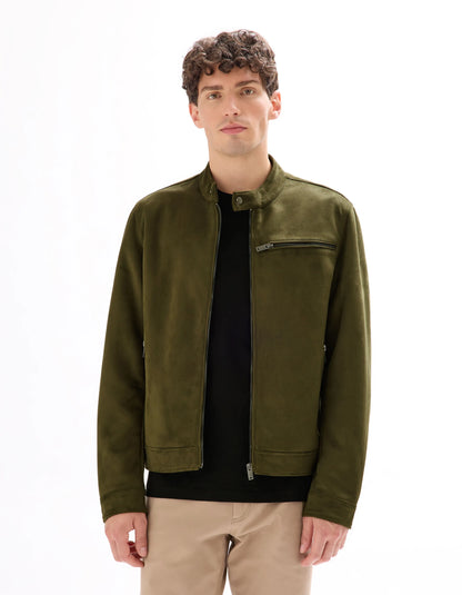 Celio_Kaki_Faux Suede Biker Jacket_MULANE1_KAKI_02